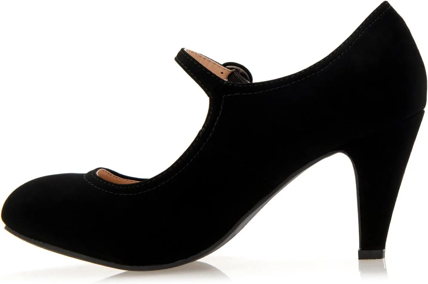 Women's Kitten Heels Mary Jane Pumps - Adorable Vintage Shoes- Unique Round Toe Design with an Adjustable Strap