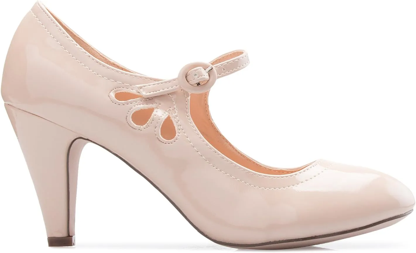 Women's Kitten Heels Mary Jane Pumps - Adorable Vintage Shoes- Unique Round Toe Design with an Adjustable Strap