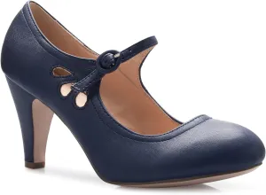 Women's Kitten Heels Mary Jane Pumps - Adorable Vintage Shoes- Unique Round Toe Design with an Adjustable Strap