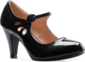 Women's Kitten Heels Mary Jane Pumps - Adorable Vintage Shoes- Unique Round Toe Design with an Adjustable Strap