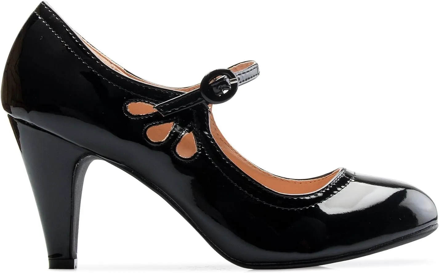 Women's Kitten Heels Mary Jane Pumps - Adorable Vintage Shoes- Unique Round Toe Design with an Adjustable Strap