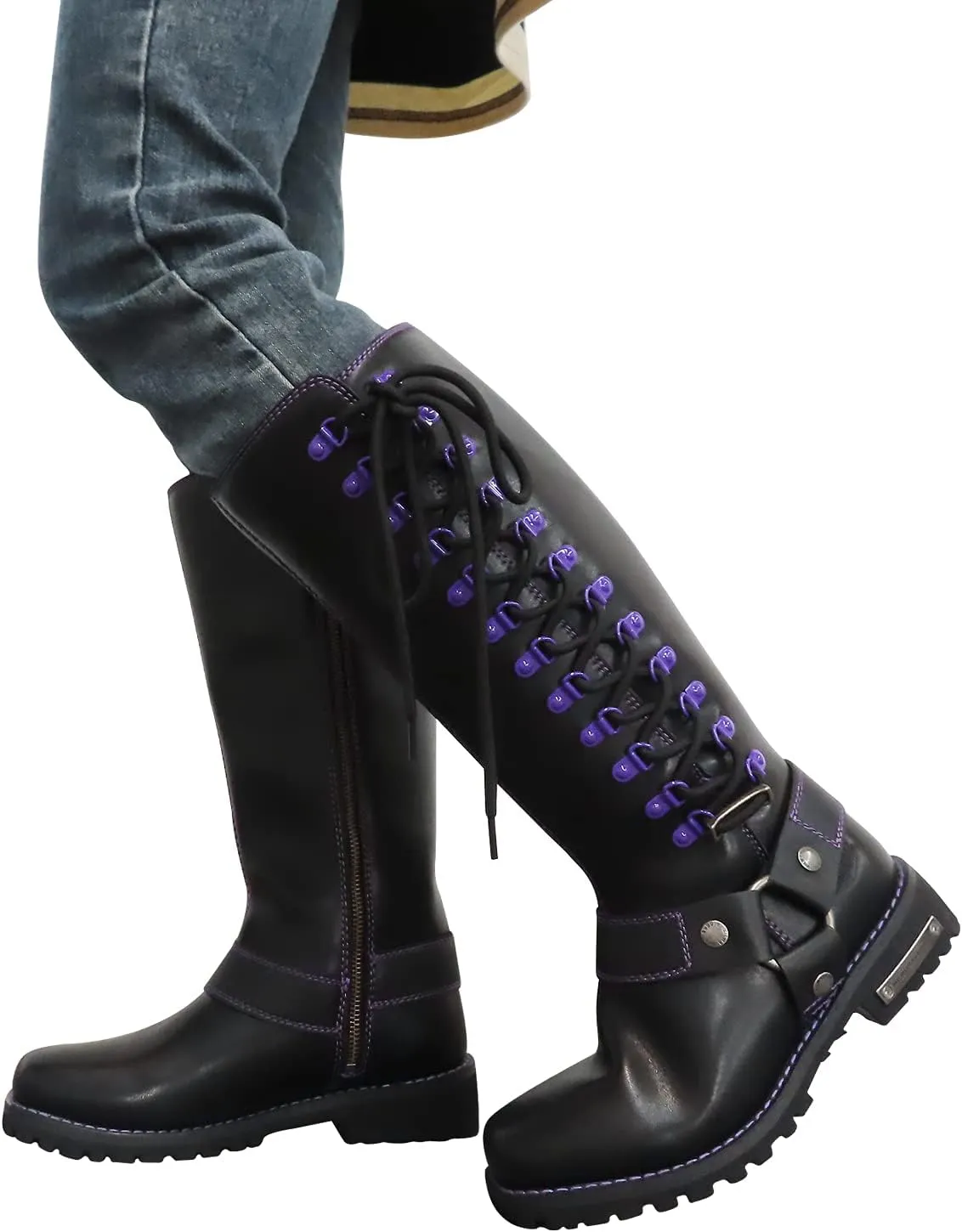Women's Knee-High Fashion Boots, Comfortable Low Heel Mid Calf Flat Boots for Ladies.