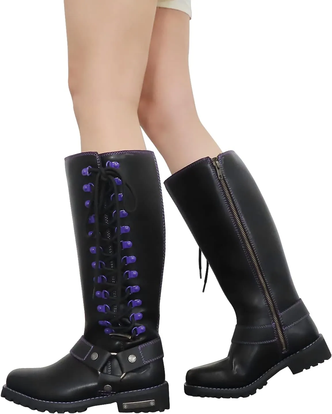 Women's Knee-High Fashion Boots, Comfortable Low Heel Mid Calf Flat Boots for Ladies.