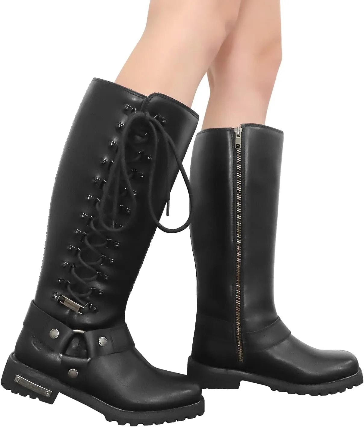 Women's Knee-High Fashion Boots, Comfortable Low Heel Mid Calf Flat Boots for Ladies.
