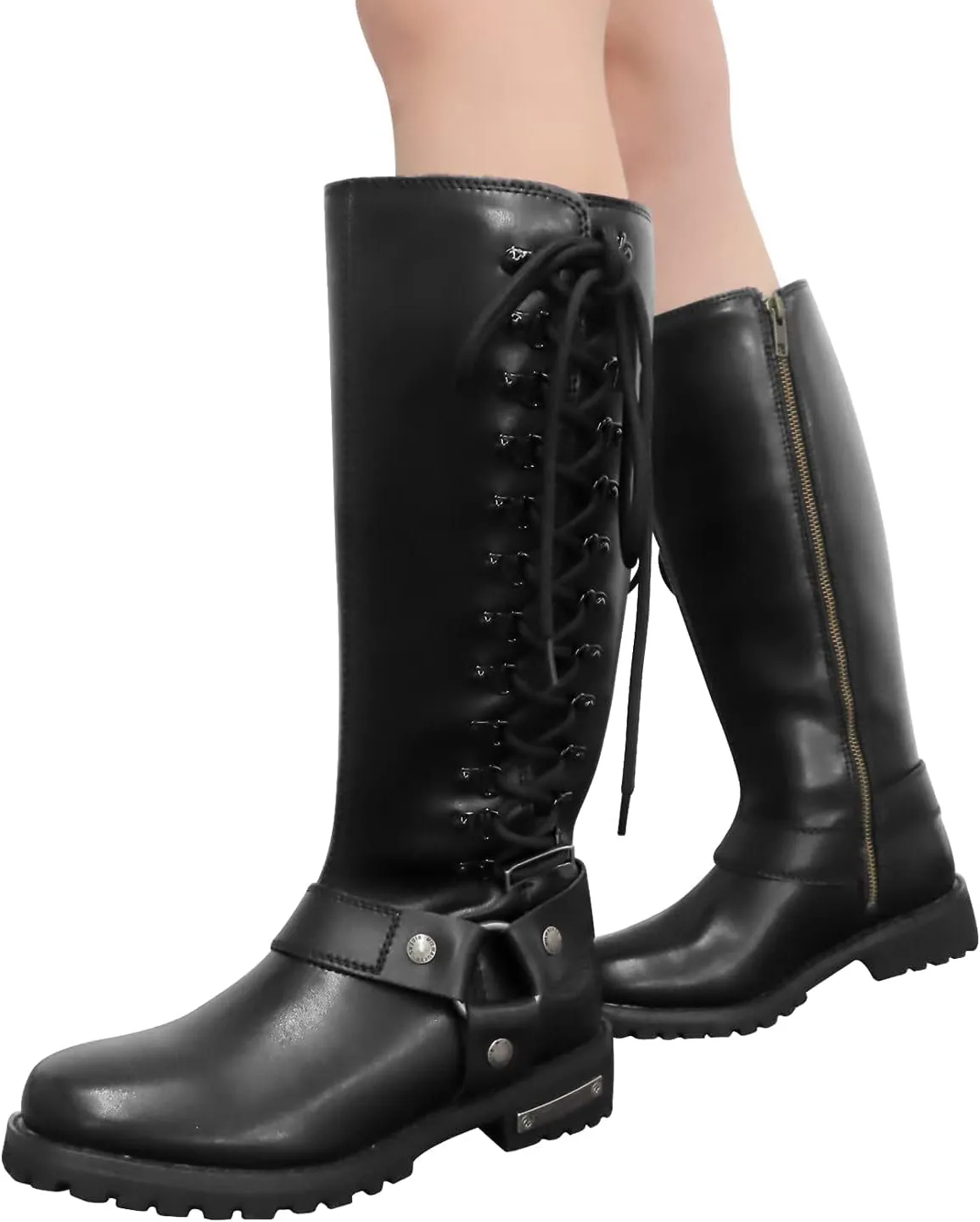 Women's Knee-High Fashion Boots, Comfortable Low Heel Mid Calf Flat Boots for Ladies.