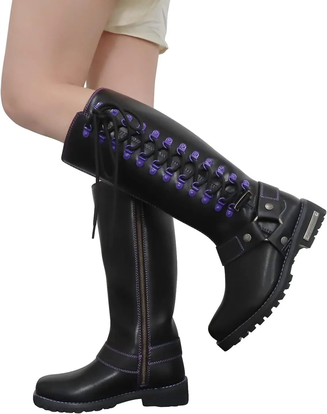 Women's Knee-High Fashion Boots, Comfortable Low Heel Mid Calf Flat Boots for Ladies.