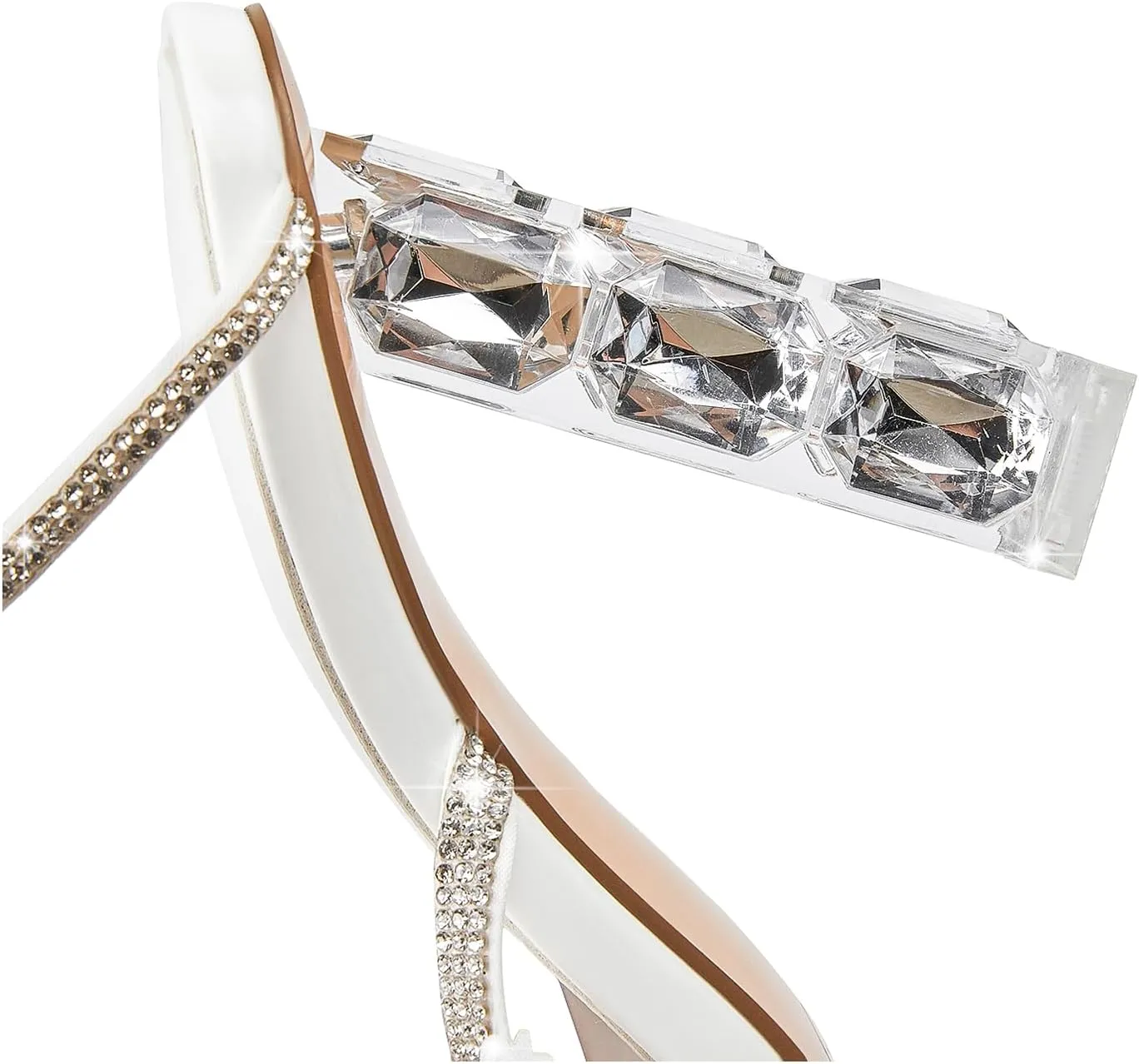 Womens Lace Up Sandals Square Open Toe Chunky High Heels Rhinestone Strappy High Block Heel Sandals Sparkly Dress Party Wedding Shoes