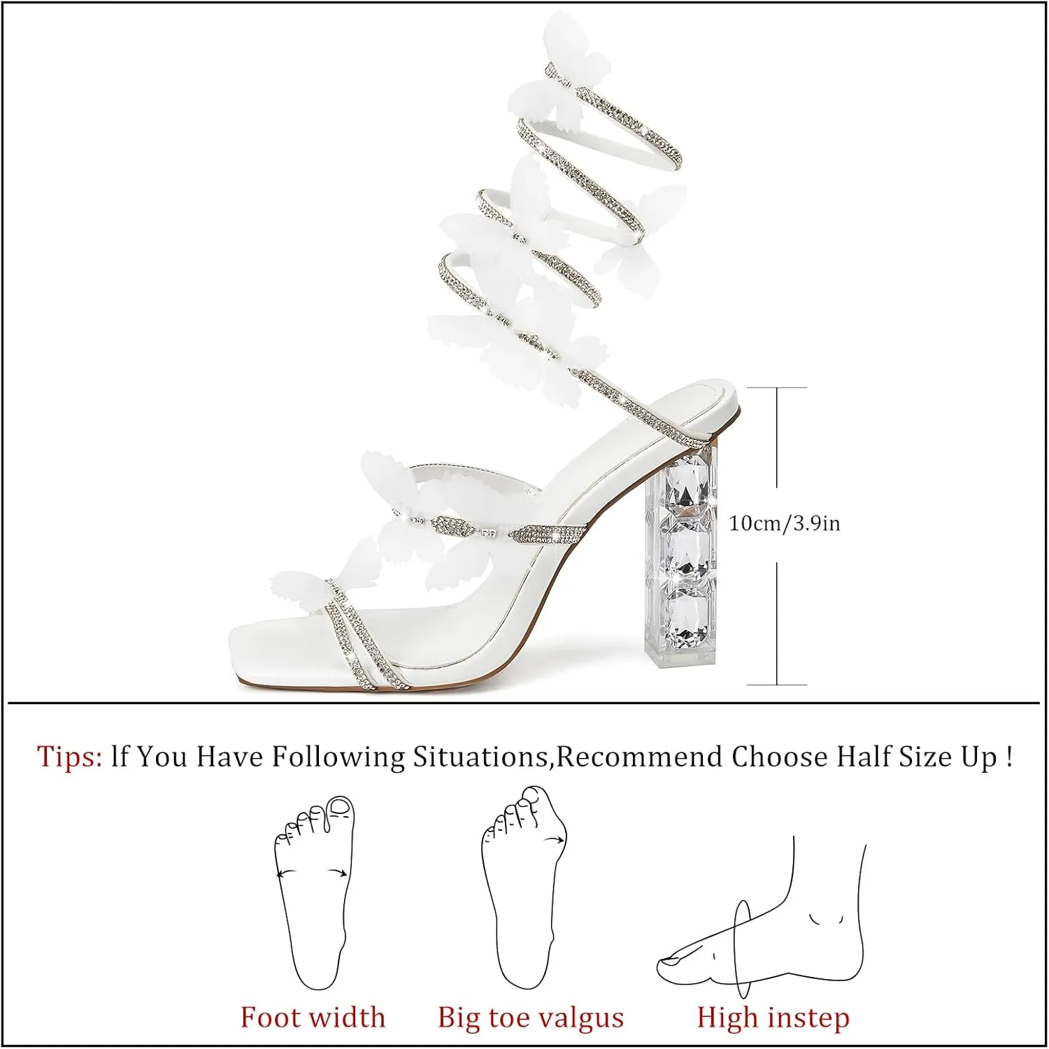 Womens Lace Up Sandals Square Open Toe Chunky High Heels Rhinestone Strappy High Block Heel Sandals Sparkly Dress Party Wedding Shoes