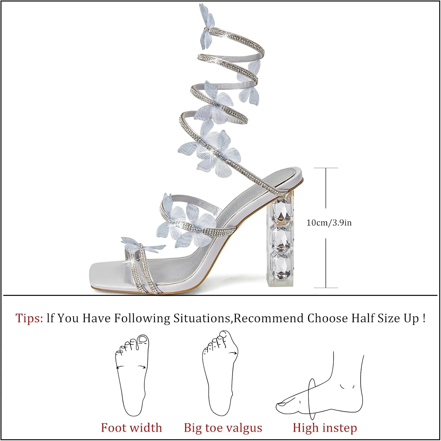 Womens Lace Up Sandals Square Open Toe Chunky High Heels Rhinestone Strappy High Block Heel Sandals Sparkly Dress Party Wedding Shoes