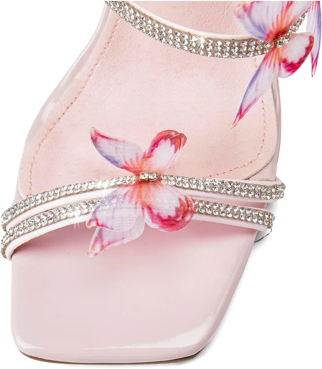 Womens Lace Up Sandals Square Open Toe Chunky High Heels Rhinestone Strappy High Block Heel Sandals Sparkly Dress Party Wedding Shoes