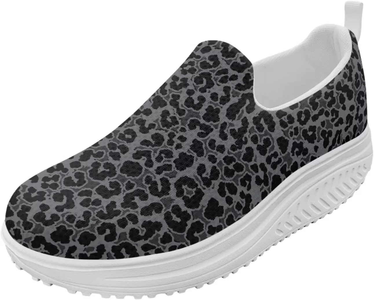 Women‘s Leopard Print Platform Loafers Lightweight Mesh Shoes Walking Jogging Sneakers Anti Skid