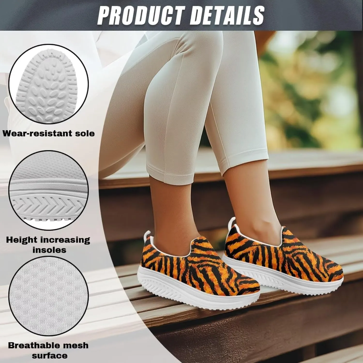 Women‘s Leopard Print Platform Loafers Lightweight Mesh Shoes Walking Jogging Sneakers Anti Skid