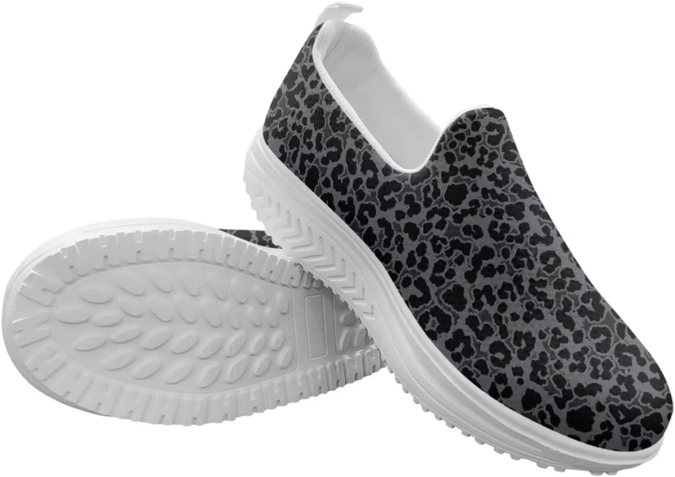 Women‘s Leopard Print Platform Loafers Lightweight Mesh Shoes Walking Jogging Sneakers Anti Skid
