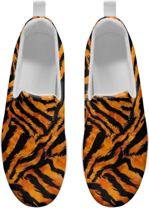 Women‘s Leopard Print Platform Loafers Lightweight Mesh Shoes Walking Jogging Sneakers Anti Skid