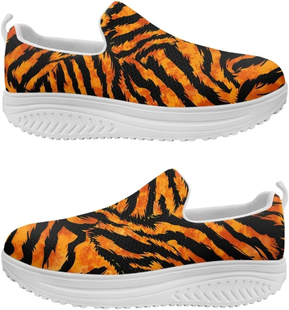 Women‘s Leopard Print Platform Loafers Lightweight Mesh Shoes Walking Jogging Sneakers Anti Skid