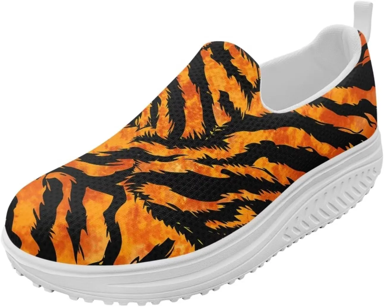 Women‘s Leopard Print Platform Loafers Lightweight Mesh Shoes Walking Jogging Sneakers Anti Skid