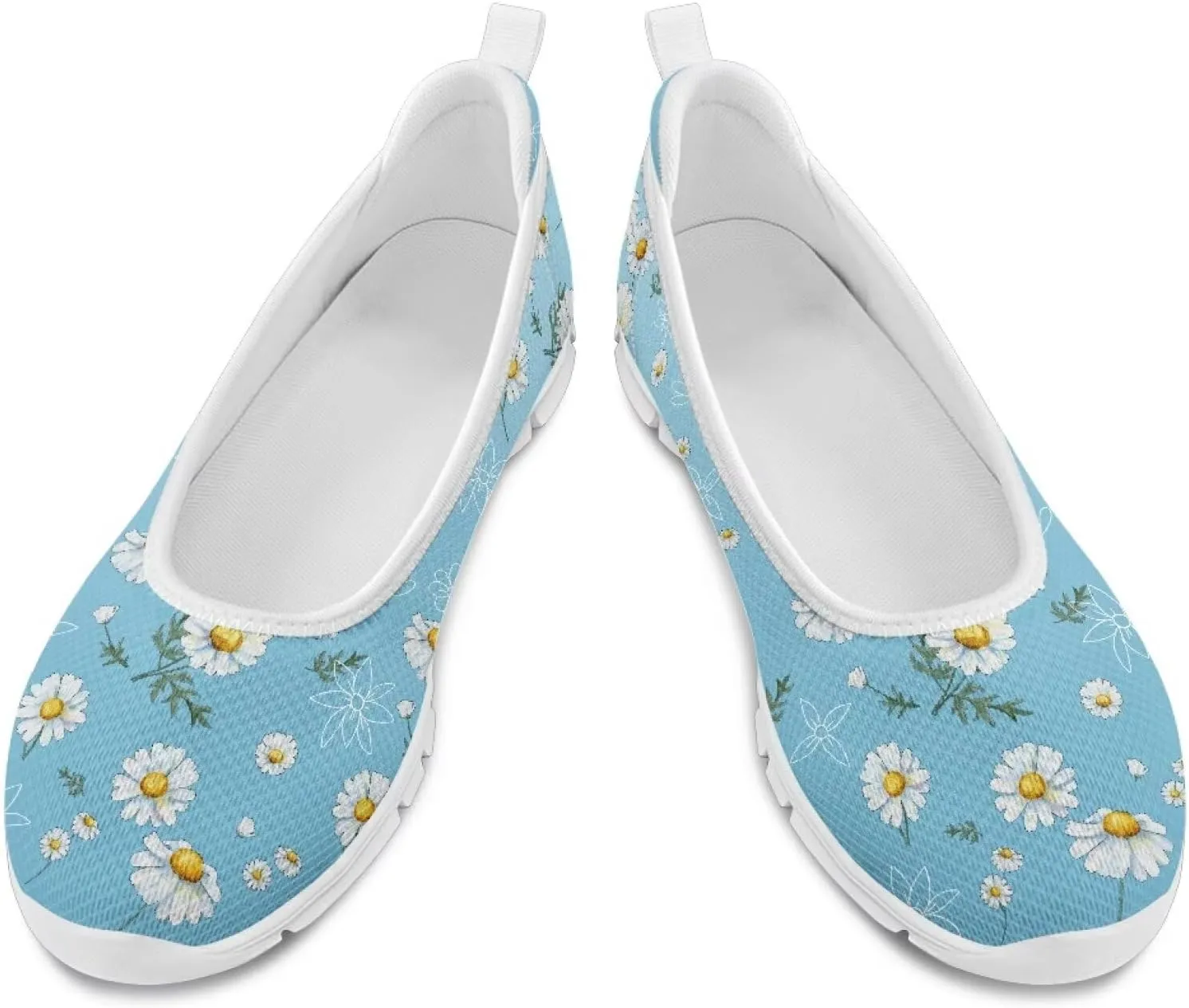 Womens Lightweight Slip On Walking Shoes Fashion Casual Loafers Comfortable Versatile Nursing Shoe for Workout Party Size 6-11 White Sole