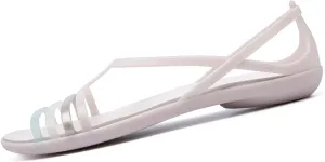Women's Open Toe Colorful Neon Jelly Flat Sandals,Summer T-Strap Rainbow Gladiator Clear Rain Shoes Slip On Beach Casual Width Toe Sandals