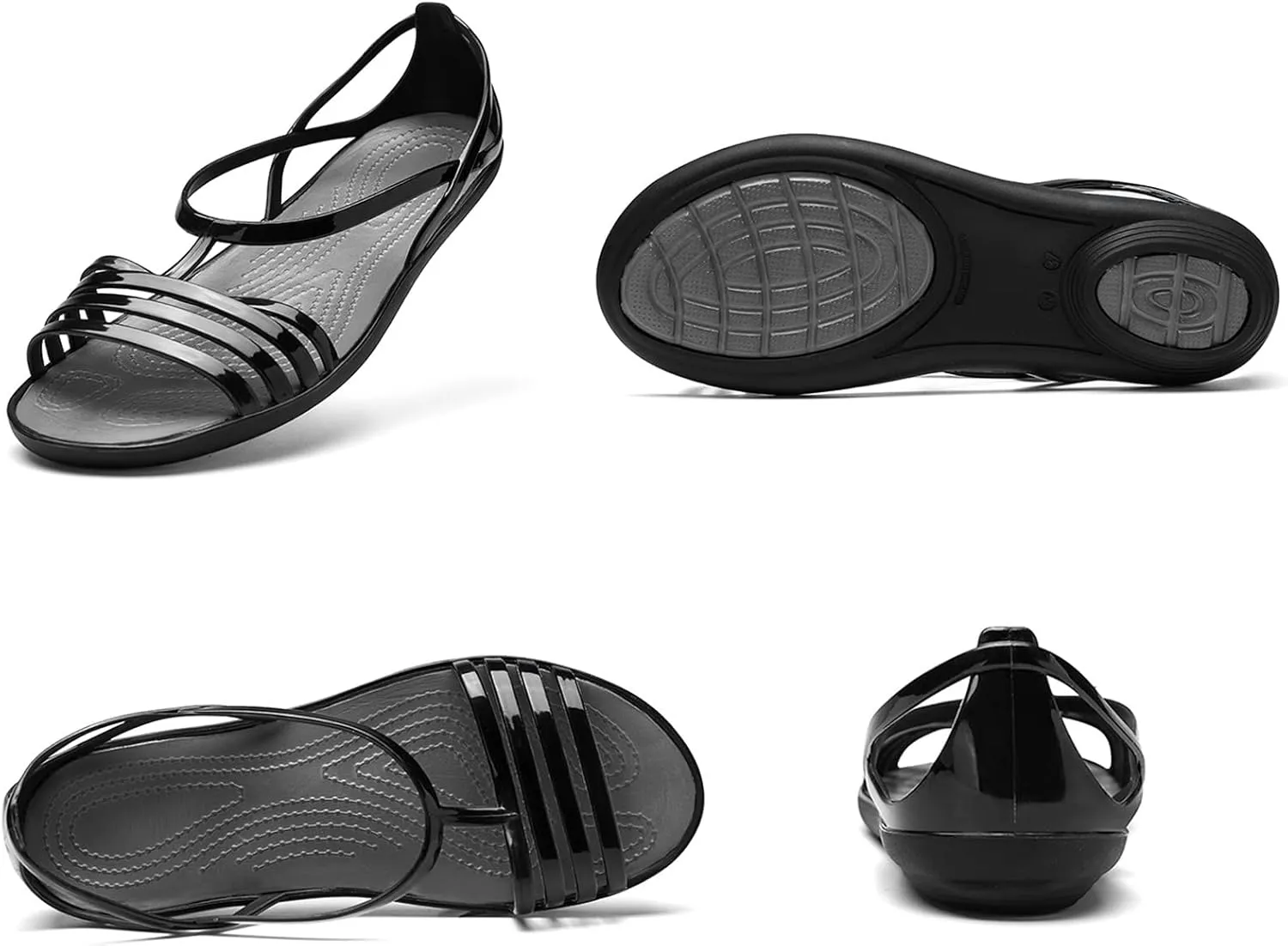 Women's Open Toe Colorful Neon Jelly Flat Sandals,Summer T-Strap Rainbow Gladiator Clear Rain Shoes Slip On Beach Casual Width Toe Sandals
