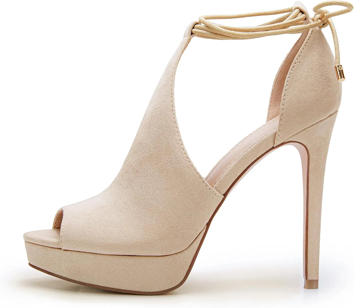 Womens Peep Toe Platform Heels Sexy Sandals Strappy Lace Up Tie Stilettos Dress Pumps Shoes