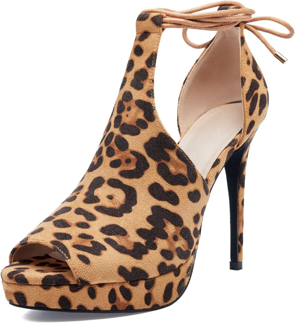 Womens Peep Toe Platform Heels Sexy Sandals Strappy Lace Up Tie Stilettos Dress Pumps Shoes