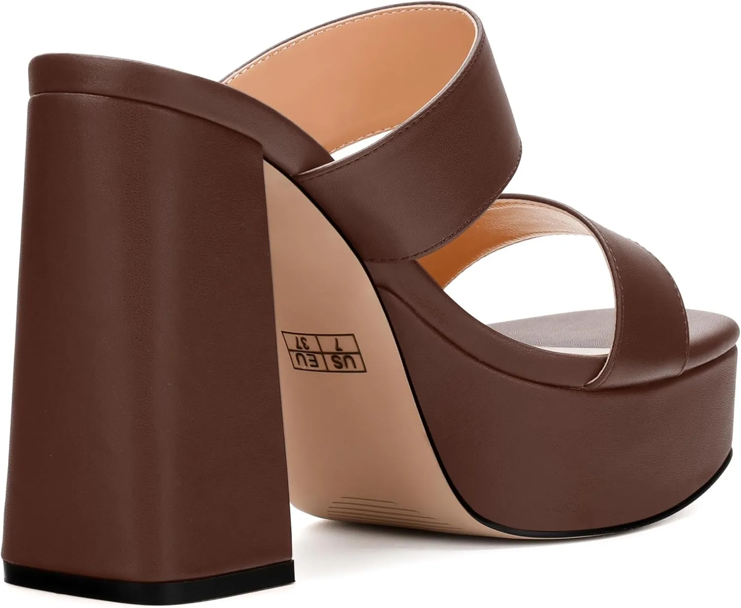 Womens Platform Chunky Heels Sandals Square Open Toe High Heeled Sandals Slip On Slides Dress Party Wedding Shoes