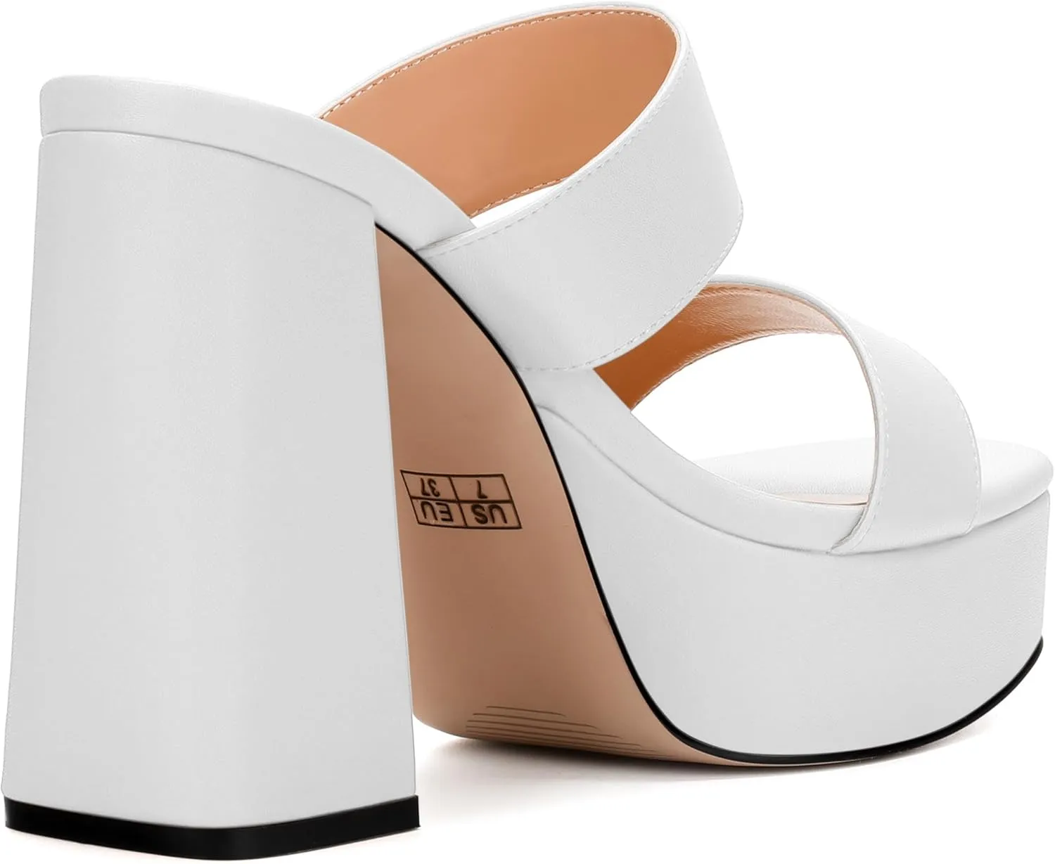 Womens Platform Chunky Heels Sandals Square Open Toe High Heeled Sandals Slip On Slides Dress Party Wedding Shoes