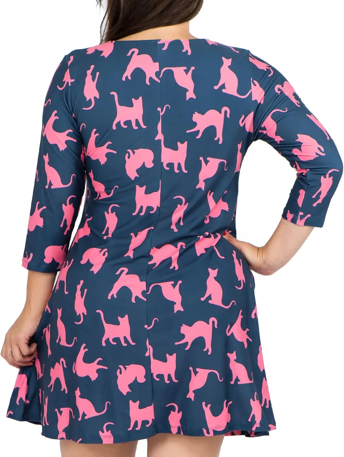 Women’s Printed Crew Neck A-Line Dresses with Pockets Casual Tropical Floral Novelty Animal Christmas Patterns