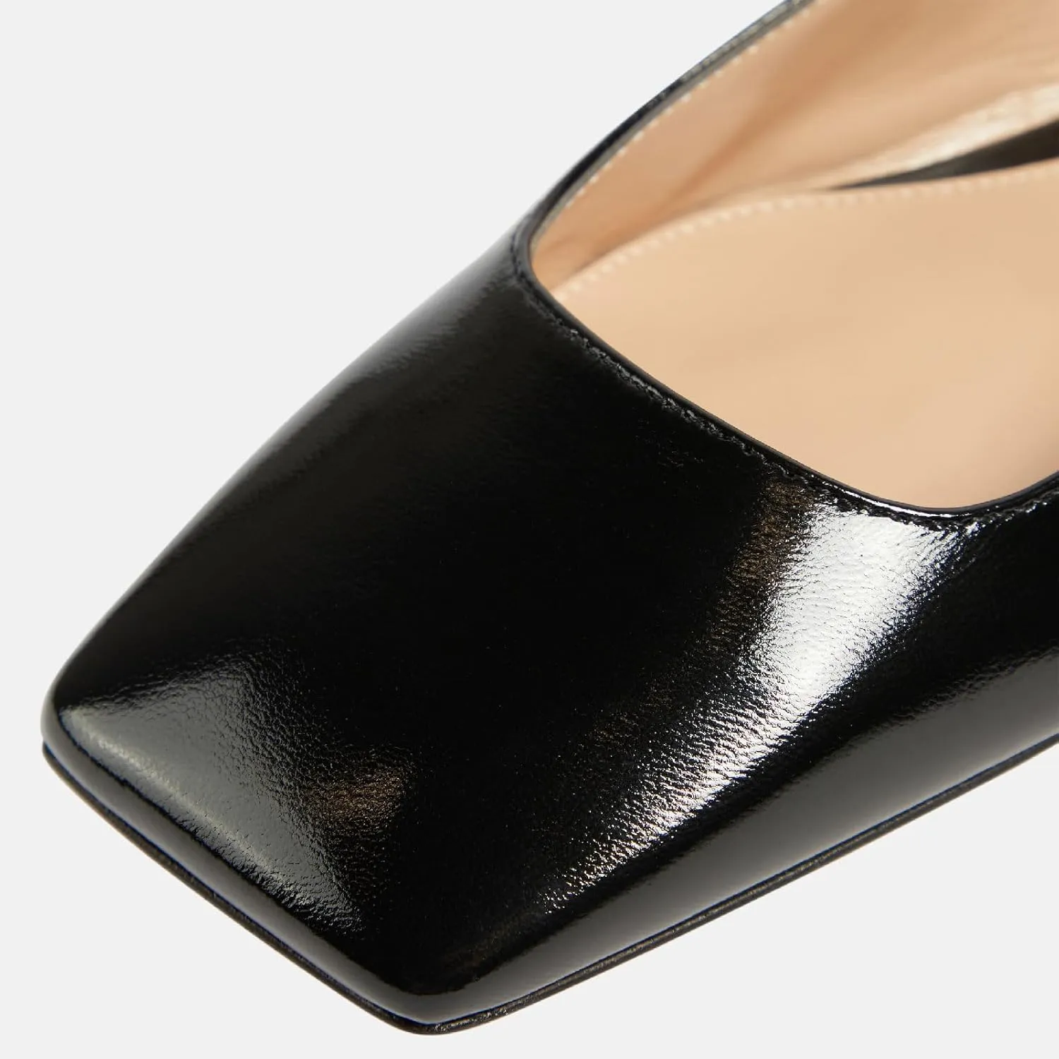 Women's Retro Square Toe Slingback with Buckle Ballet Flats Sexy Backless Patent Dress Flats Closed Toe Evening Prom Work Slingback Flats for Women