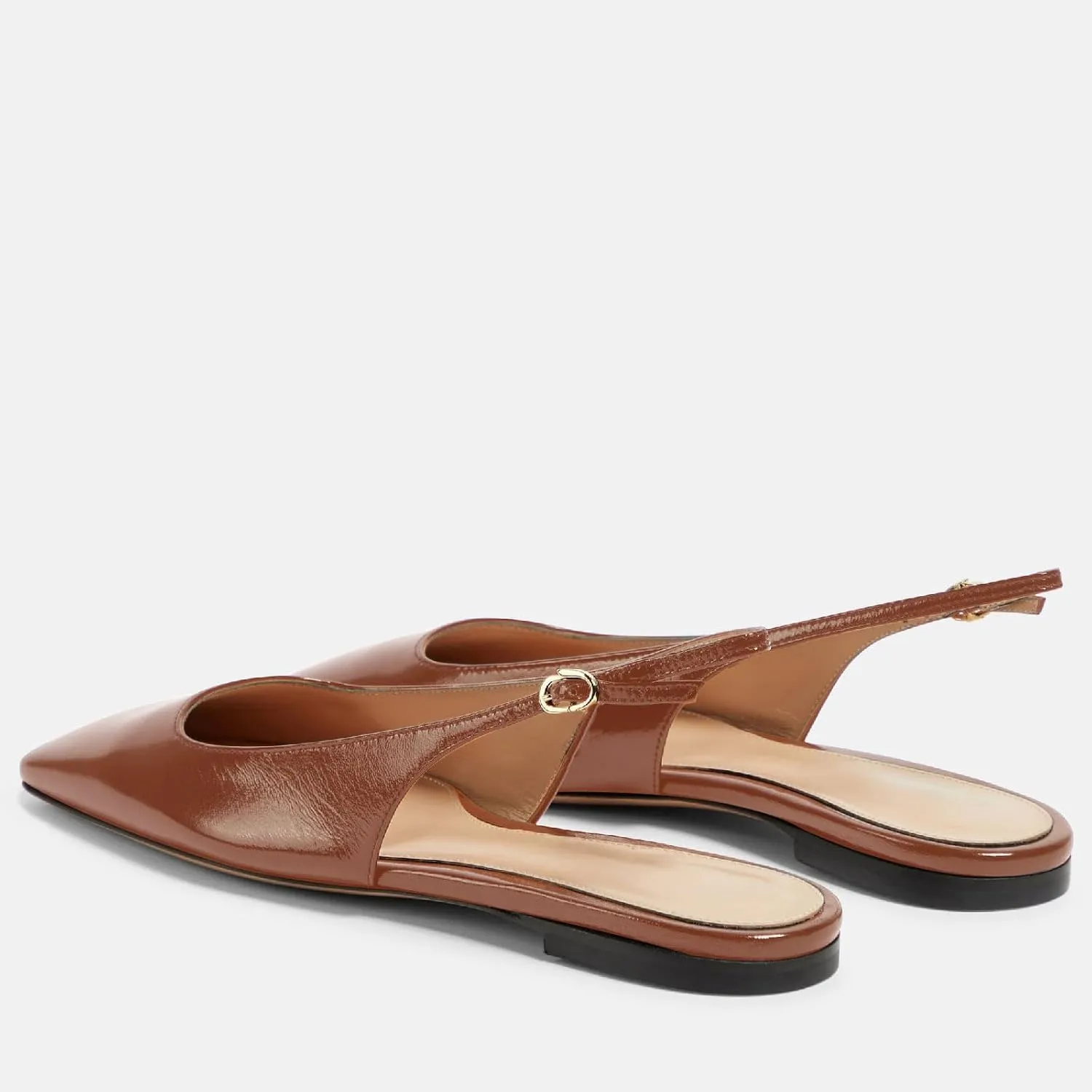 Women's Retro Square Toe Slingback with Buckle Ballet Flats Sexy Backless Patent Dress Flats Closed Toe Evening Prom Work Slingback Flats for Women