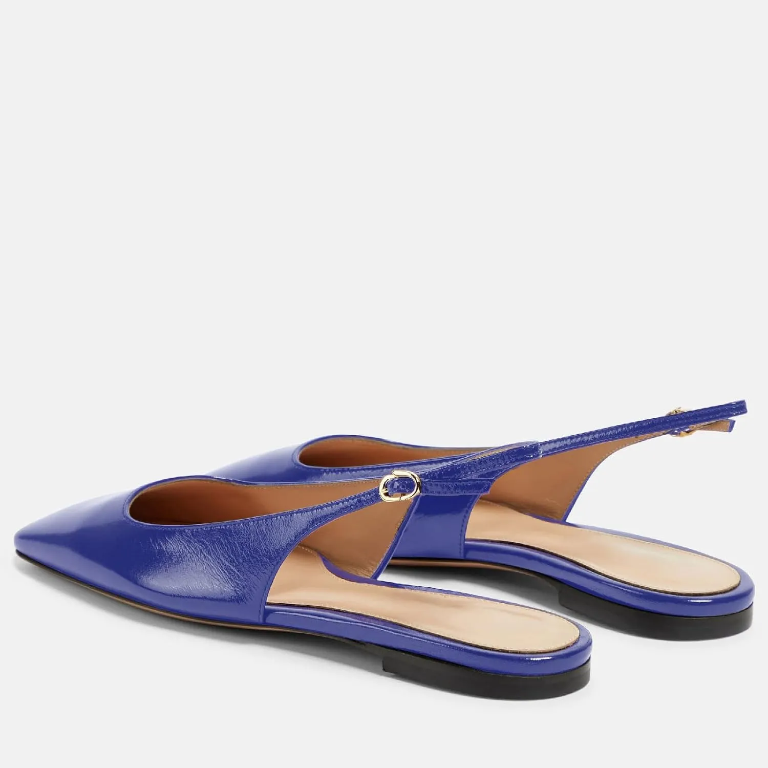 Women's Retro Square Toe Slingback with Buckle Ballet Flats Sexy Backless Patent Dress Flats Closed Toe Evening Prom Work Slingback Flats for Women