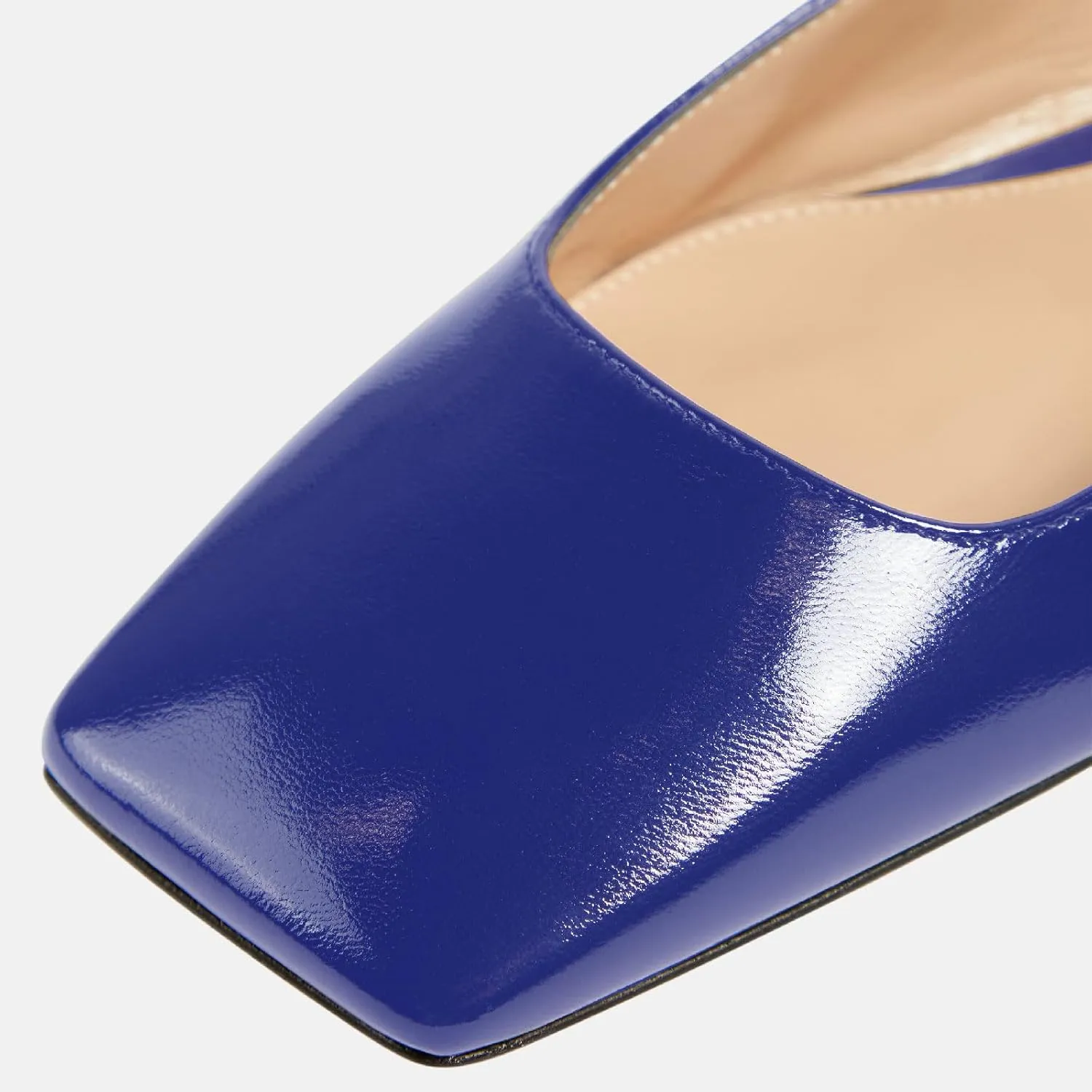 Women's Retro Square Toe Slingback with Buckle Ballet Flats Sexy Backless Patent Dress Flats Closed Toe Evening Prom Work Slingback Flats for Women