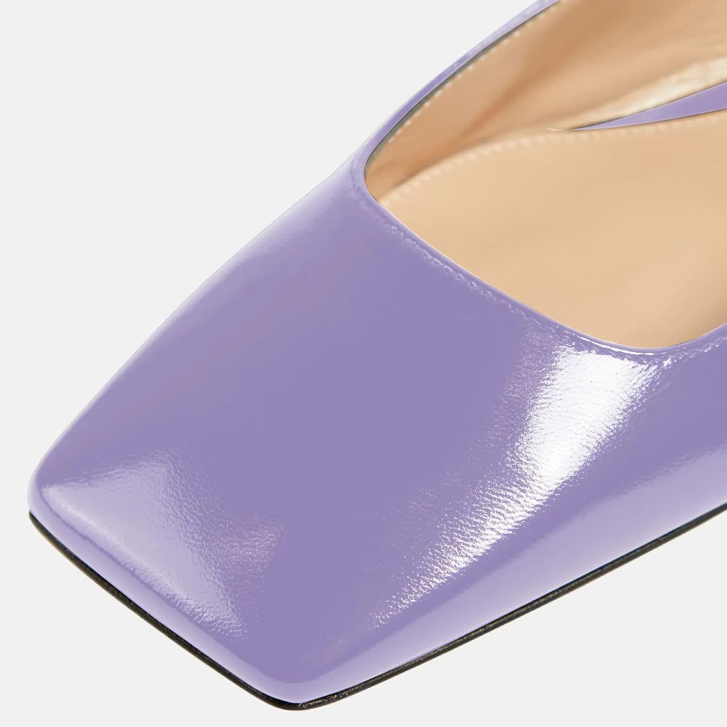 Women's Retro Square Toe Slingback with Buckle Ballet Flats Sexy Backless Patent Dress Flats Closed Toe Evening Prom Work Slingback Flats for Women