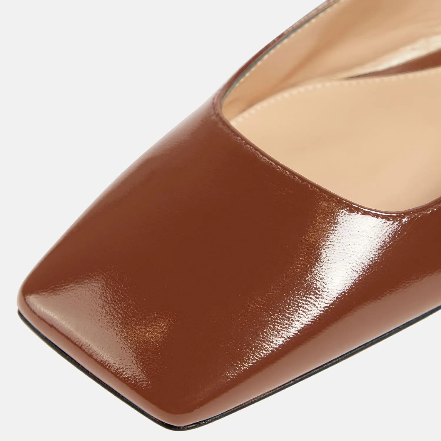 Women's Retro Square Toe Slingback with Buckle Ballet Flats Sexy Backless Patent Dress Flats Closed Toe Evening Prom Work Slingback Flats for Women