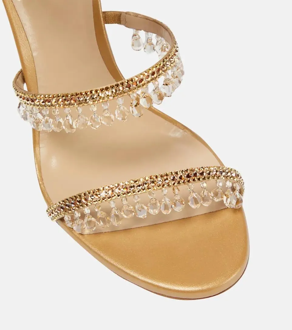 Women's Rhinestone Tassel Strappy Wrap Stiletto Heel Sandals Colorful Crystals Twist Open Round Toe Lace up Heeled Sandals Dress Wedding Party Pumps Shoes