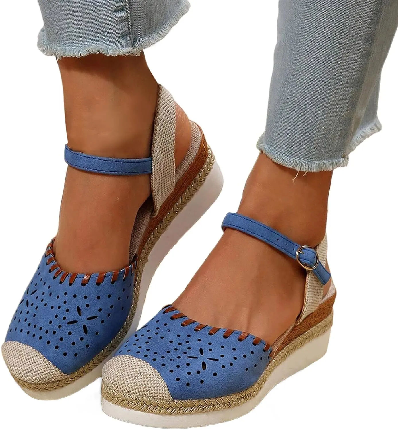Women'S Sandals 2025 Closed Toe Platform Vacation Wedges Shoes Waterproof Espadrilles For Resort Espadrille Summer Heels