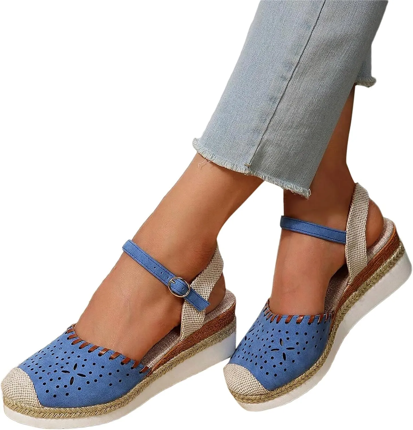 Women'S Sandals 2025 Closed Toe Platform Vacation Wedges Shoes Waterproof Espadrilles For Resort Espadrille Summer Heels