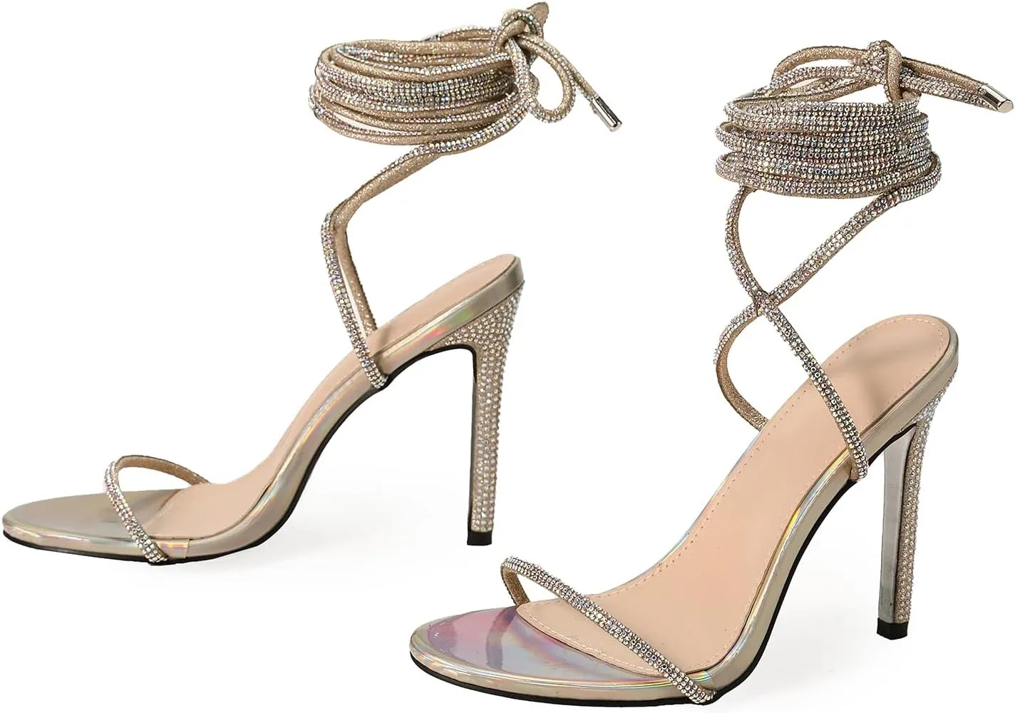 Women's Sexy Stiletto High Heel Lace up Strappy Sandals, Open Toe Tie up Criss Cross Strappy Heels, Thong Ankle Wrap Heels Gladiator