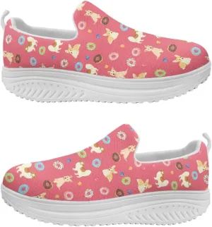 Women‘s Shoes Non Slip Walking Footwear Dog Lovers Lightweight Wedge Rocker Bottom Casual Sneakers