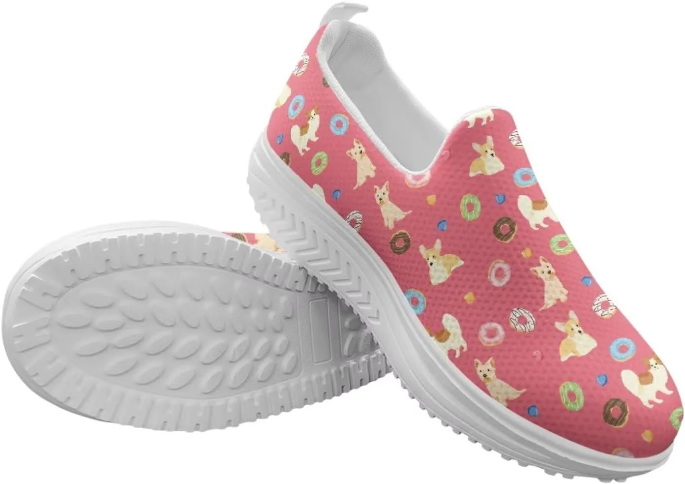 Women‘s Shoes Non Slip Walking Footwear Dog Lovers Lightweight Wedge Rocker Bottom Casual Sneakers