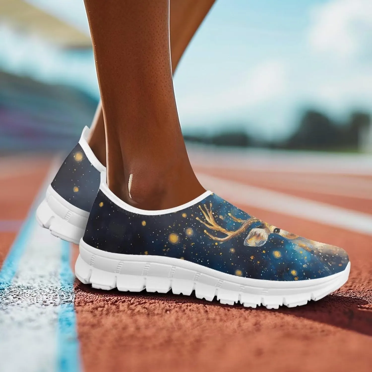 Womens Slip On Walking Shoes Non Slip Fashion Sneakers Breathable Workout Shoes Lightweight Gym Loafers White Sole