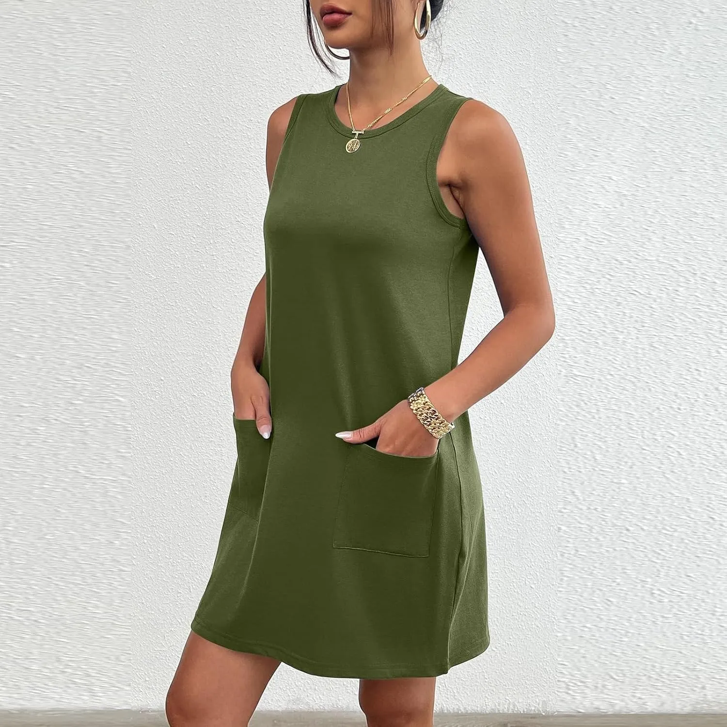 Womens Spring Vacation Solid Color Sporty Sundresses Summer Micro Modest Summer Sun Dresses 2025 Trendy Casual Beach