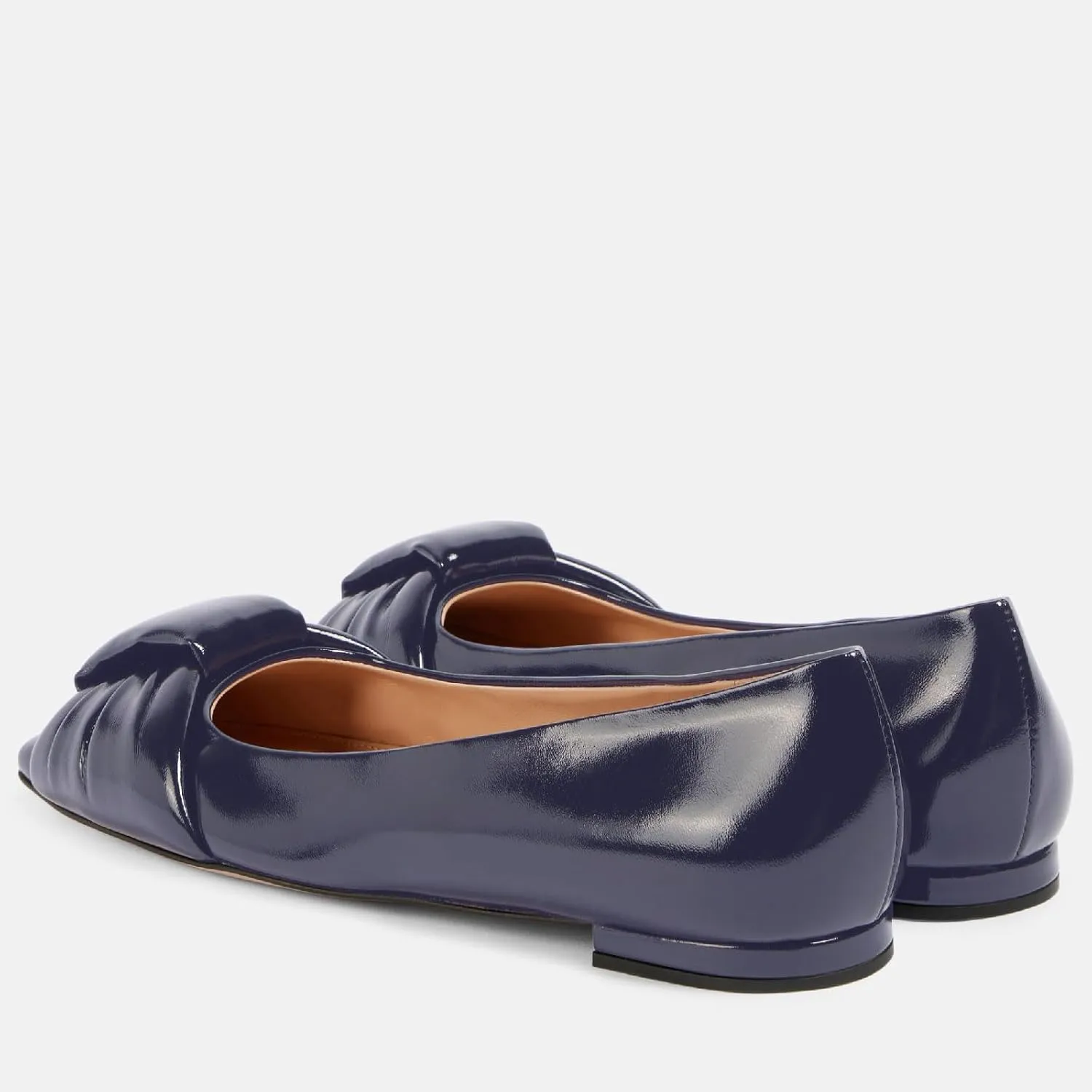 Women's Square Toe Ballet Flats Comfort Slip On Closed Toe Dressy Flats Fashion Patent Ruched Knot Evening Wedding Work Low Heel Shoes for Ladies