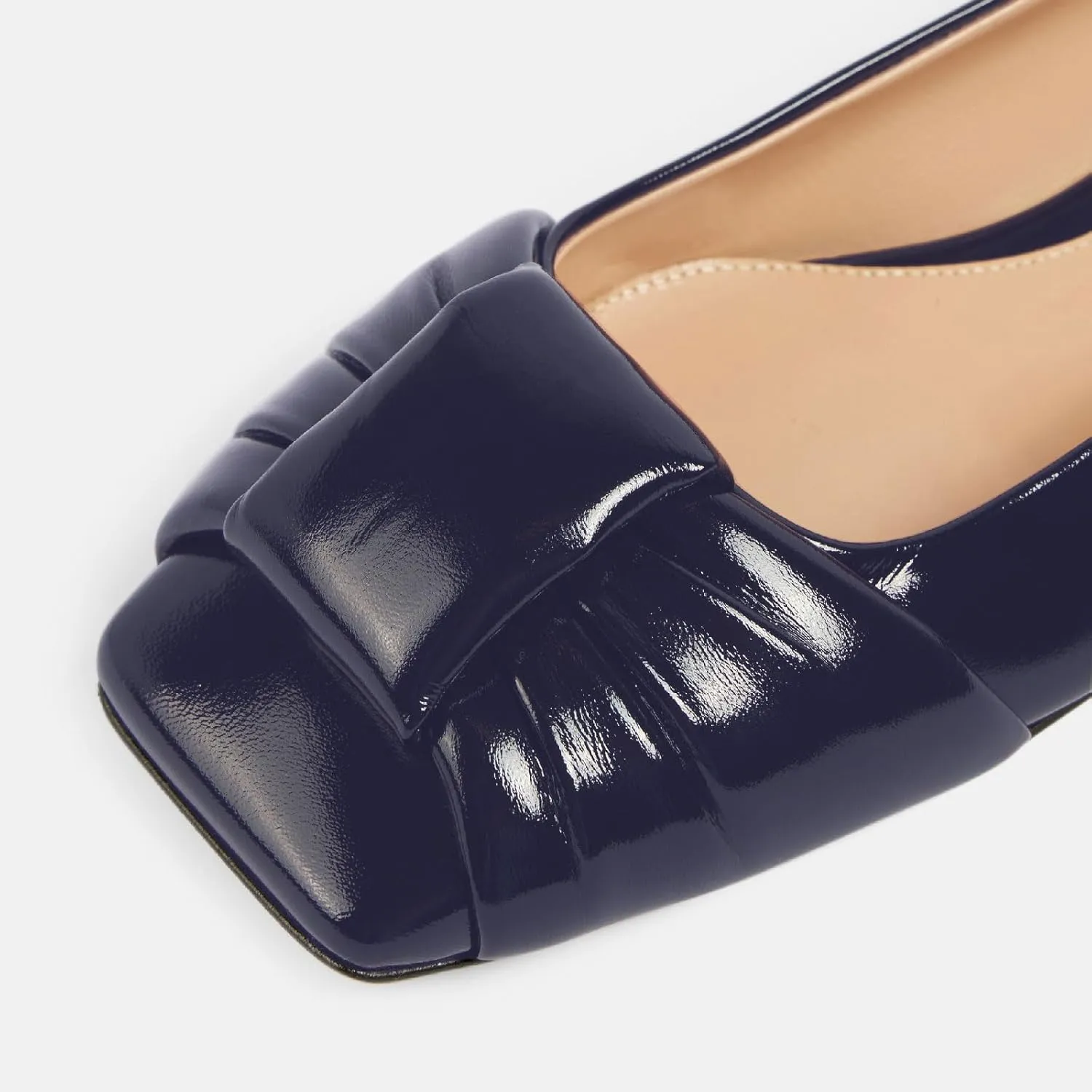 Women's Square Toe Ballet Flats Comfort Slip On Closed Toe Dressy Flats Fashion Patent Ruched Knot Evening Wedding Work Low Heel Shoes for Ladies