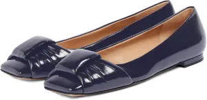 Women's Square Toe Ballet Flats Comfort Slip On Closed Toe Dressy Flats Fashion Patent Ruched Knot Evening Wedding Work Low Heel Shoes for Ladies