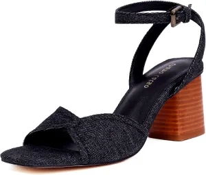 Womens Strappy Heels Lace Up Chunky Heel Sandals, Block Heel Wrap Sandals for Women Cute Sexy Dressy with Square Open Toe High Heels