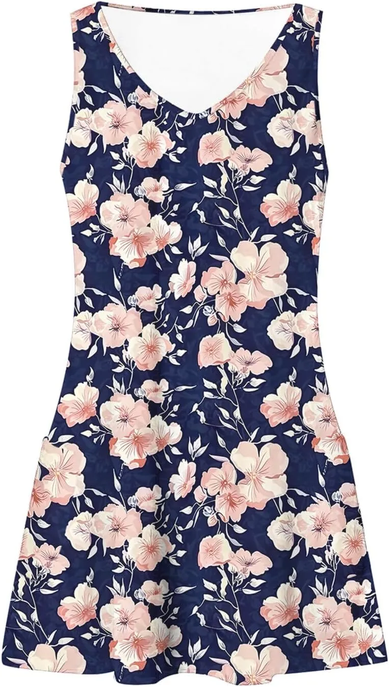 Womens Summer Dresses 2025 Trendy Casual Sleeveless Sundresses Beach Vacation Boho Floral Coverup Flowy Tank Dress