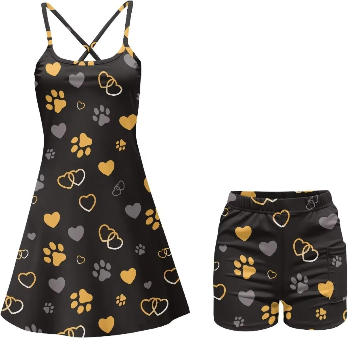 Womens Tennis Dress Golf Workout Dress with Built-in Shorts Pockets Athletic Dresses