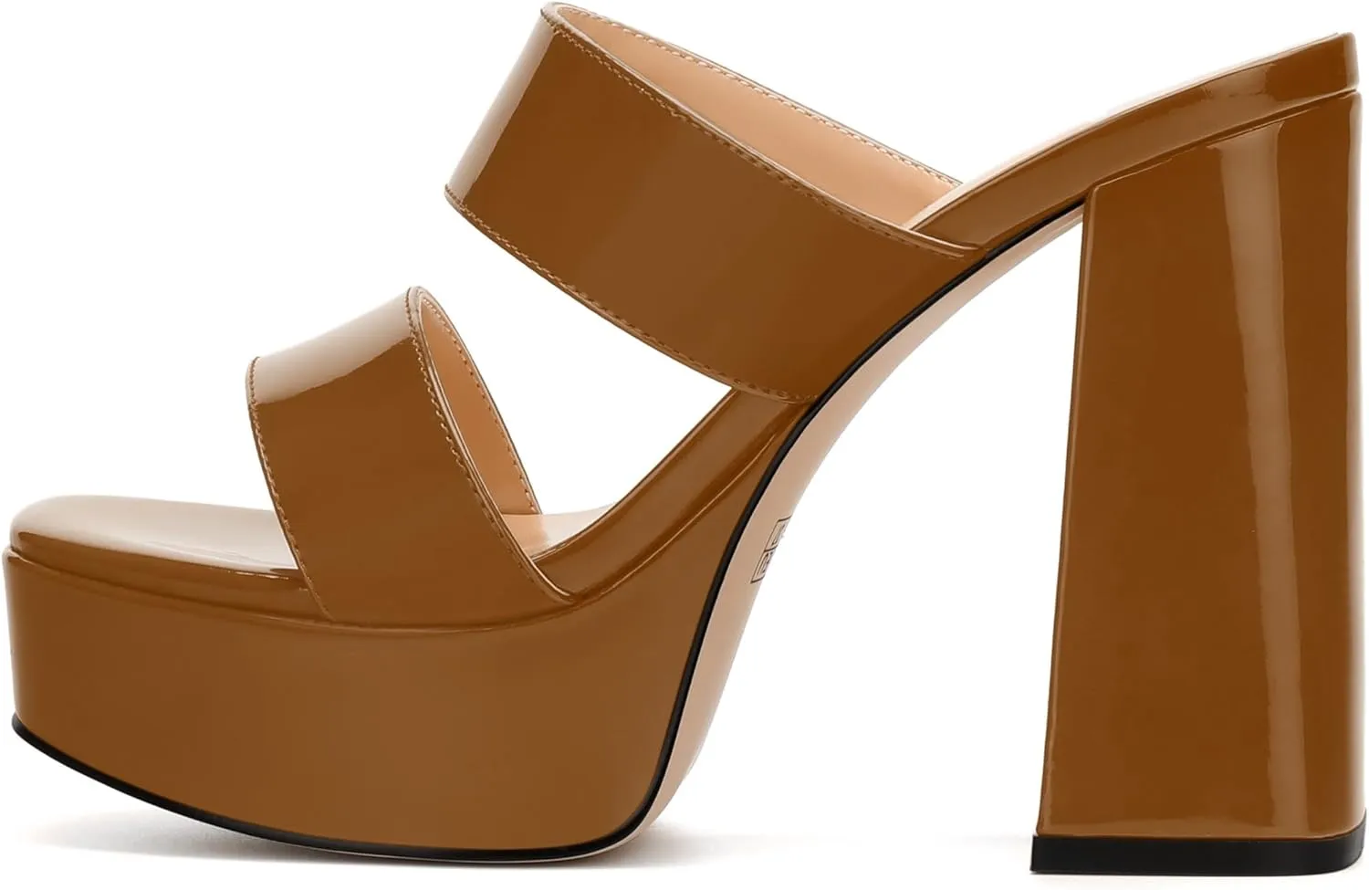 Women's Two Straps High Chunky Heels Sandals Slip on Open Square Toe Block Platform Heels Sandals for Women Holiday Party Wedding Dress Sandals Shoes