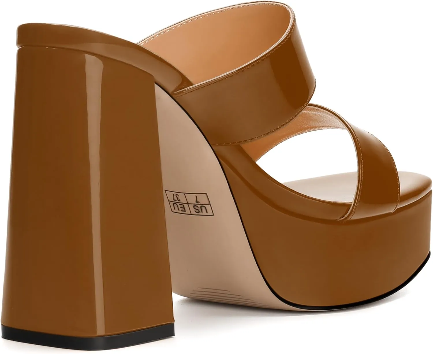 Women's Two Straps High Chunky Heels Sandals Slip on Open Square Toe Block Platform Heels Sandals for Women Holiday Party Wedding Dress Sandals Shoes